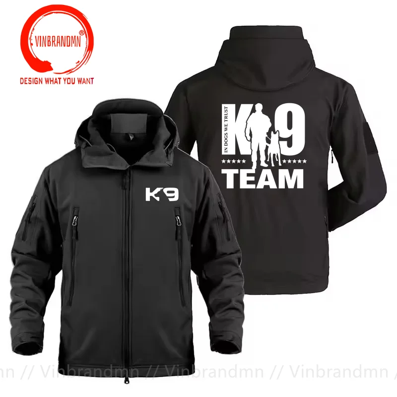 TRAINER K9 Team K-9 Unit Malinois Training Shark Skin Soft Shell Jackets Men Tactical Windproof jacket Army Combat Jackets