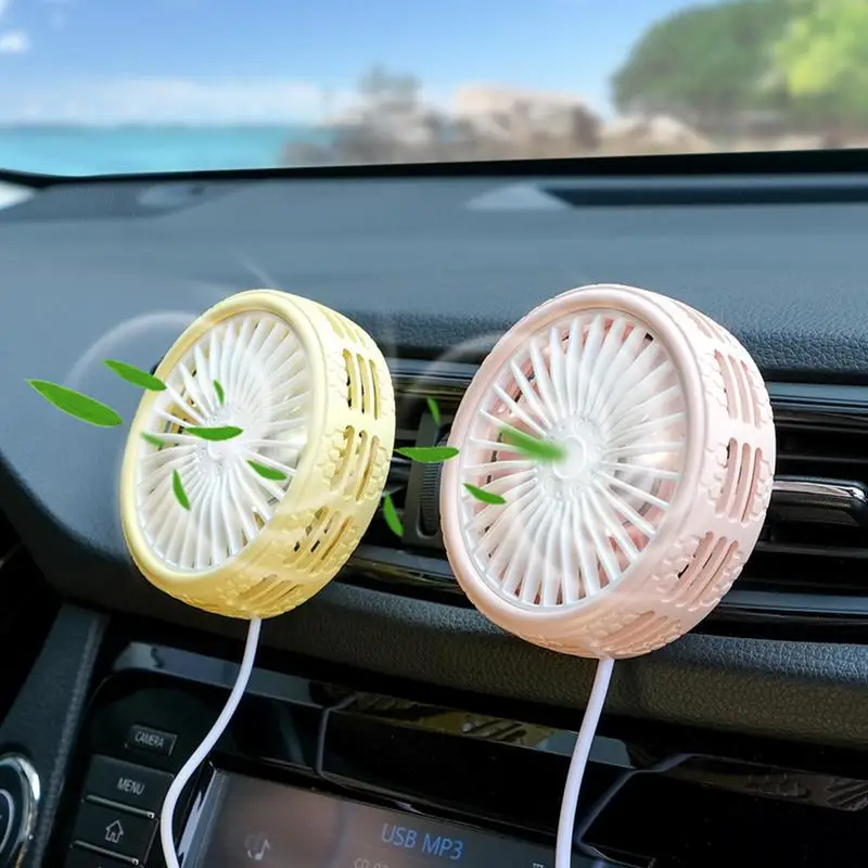 Car Electric Fan Adjustable Control USB Charge Dual Head Fans ABS Three Speeds Summer Cooling Fan Accessories For Truck Van SUV