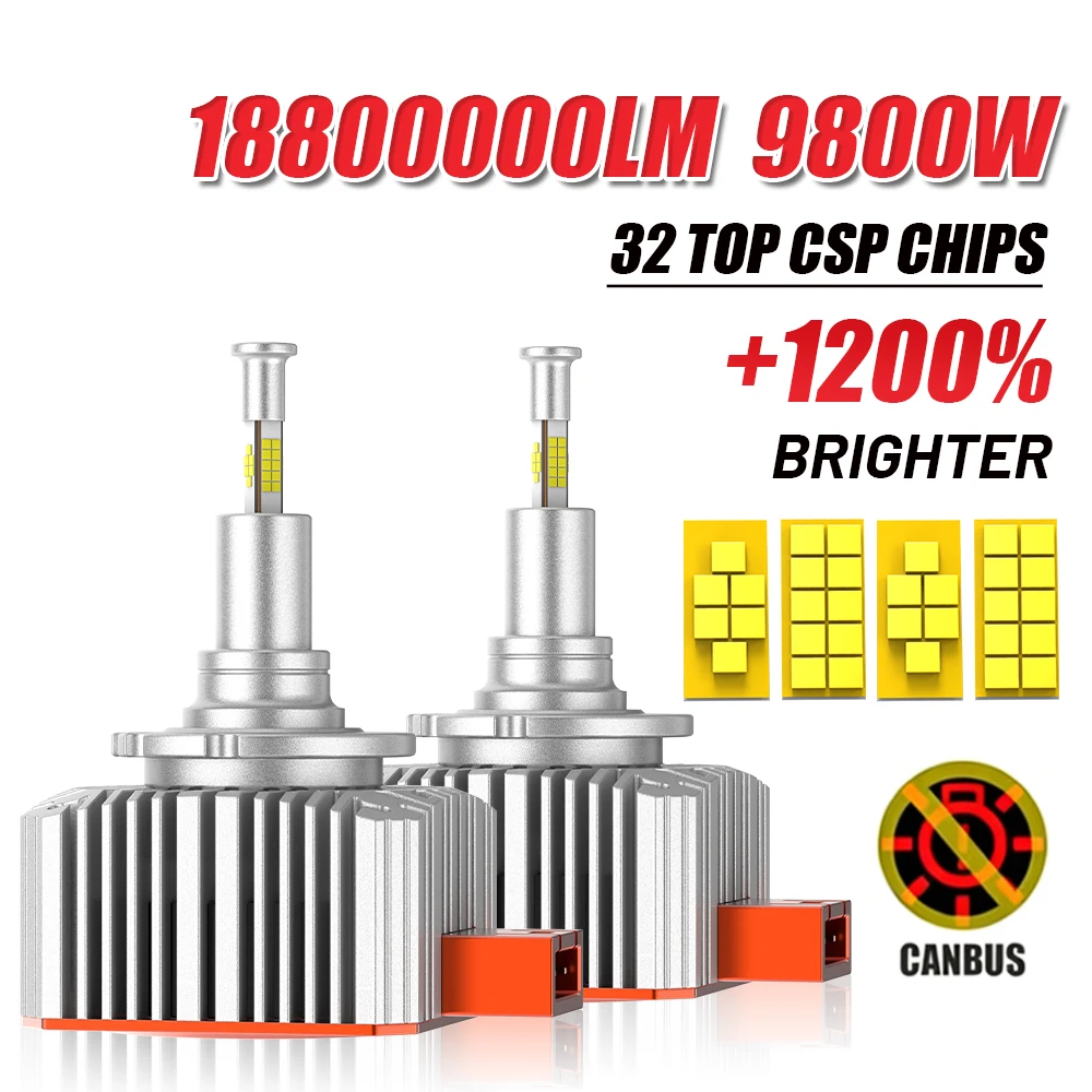 D1S D3S LED Headlight Canbus 6600W 12800000LM D8S D5S Auto Bulbs Four-sided D1R D3R Car Lamp Xenon HID 6000K 12V 24V Plug&Play