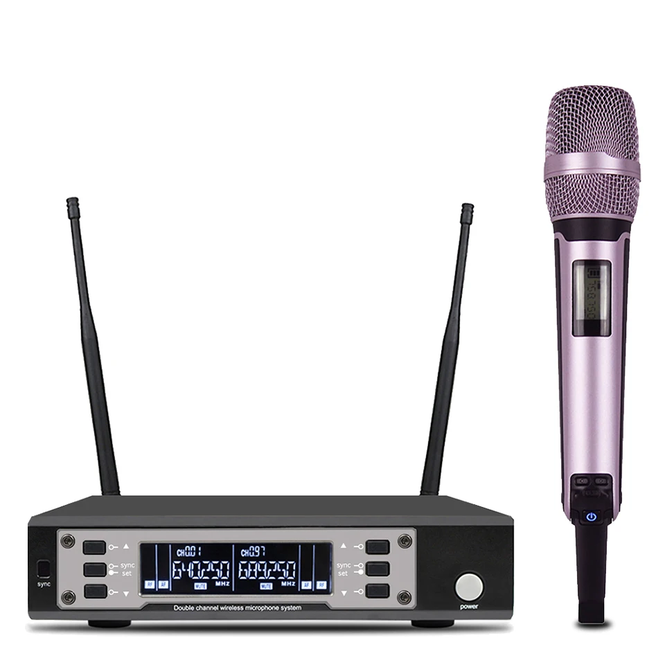 Alta Qualidade Duplo Handheld Microfone, Receptor Único, Múltiplas Cores, Performance de Palco, Profissional, EW135G4