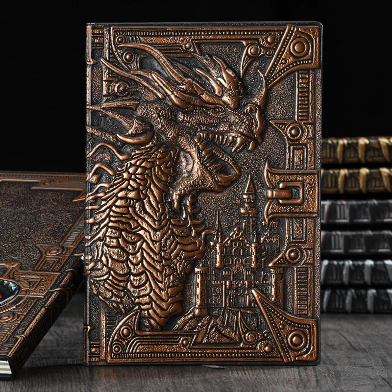 A5 Embossed Dragon PU Leather Notebook Vintage Fantasy Journal for Writing Diary Gift