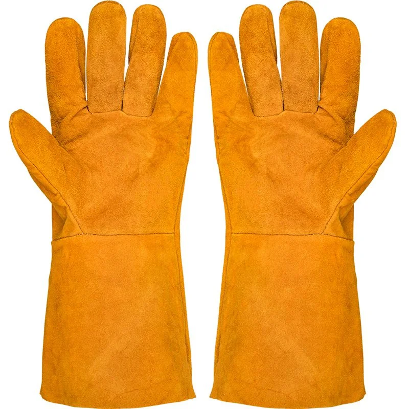 12 Pairs Cowhide Long Thick Heat-resistant Anti-scalding Flame Retardant Wear-resistant Welders Work Protection Welding Gloves