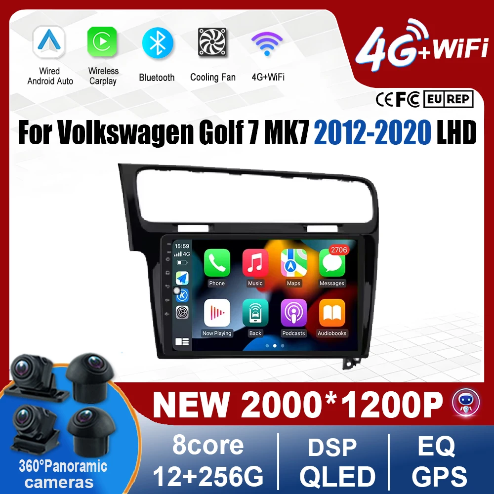 

Android 16 Navigation GPS QLED Carplay Auto For Volkswagen Golf 7 MK7 2012-2020 LHD Car Radio Multimedia Video Player DSP 4G