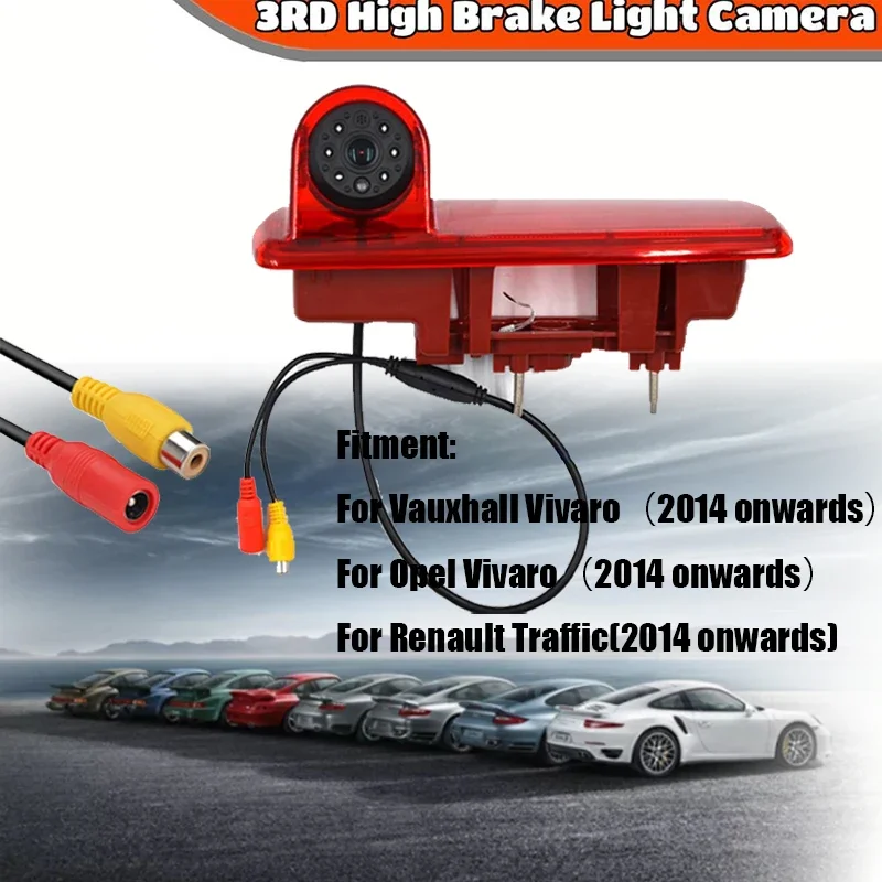 OE Replacement 3rd High Brake Light Camera, CCD HD Reverse Backup Camera for Vauxhall Vivaro Opel Vivaro Renault Traffic 2014