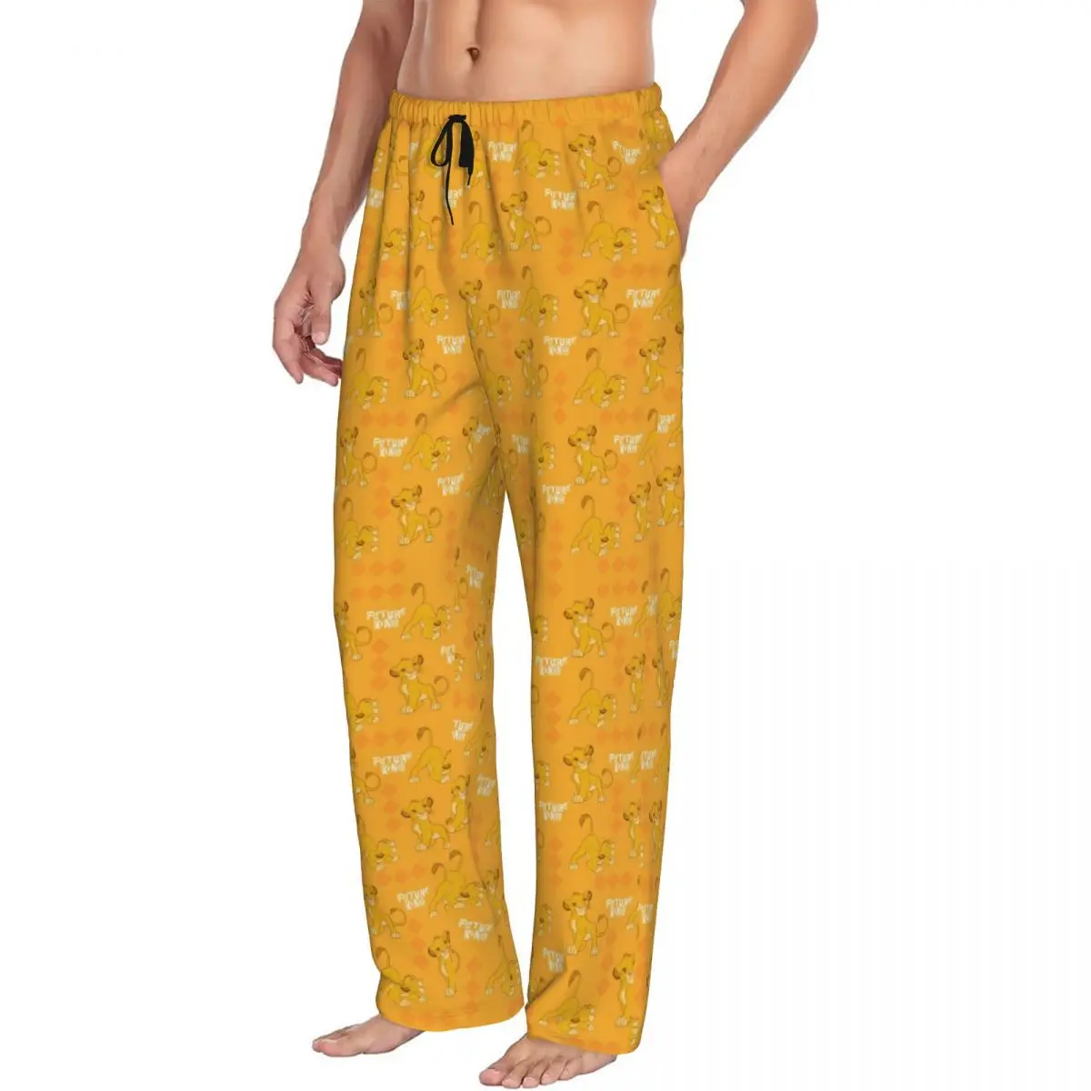 Custom Men Anime Film King Lion Pattern Pajama Pants Printed Hakuna Matata Cartoon Sleep Sleepwear Bottoms with Pockets