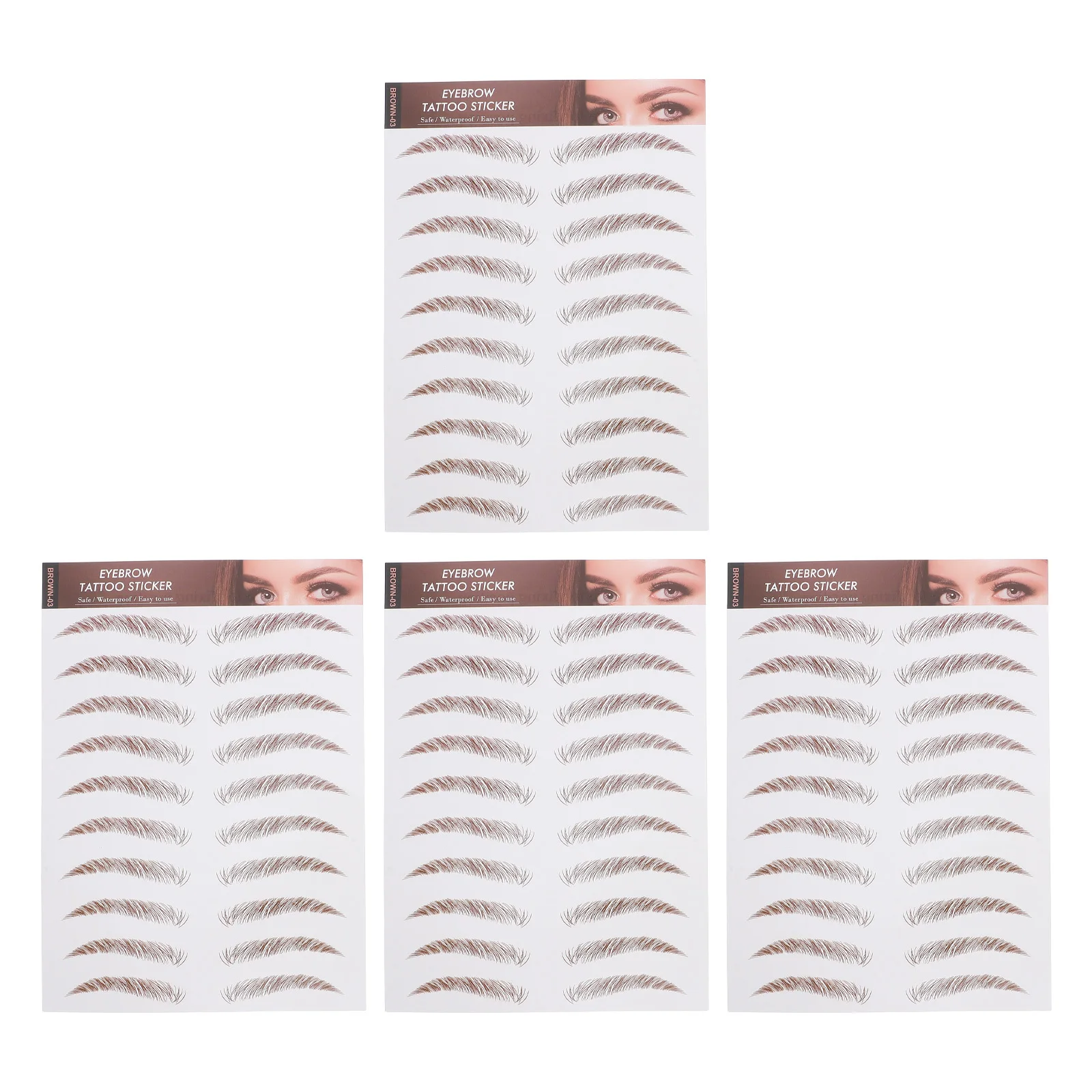 

4pcs Waterproof Eyebrow Transfer Stickers 6D Hair-Like Reusable Water Activation False Eyebrows Stencils For Women Temporary