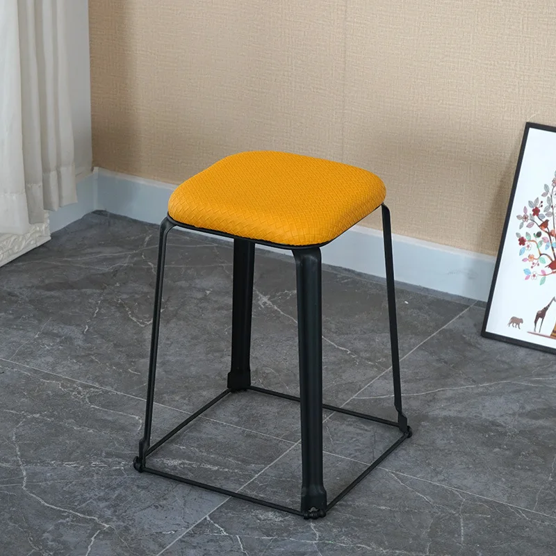 F299 Waterproof iron stool simple dining table soft pack home storage stool hotel restaurant large square stool