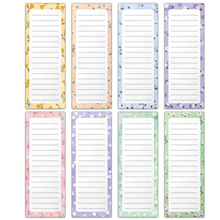 

8-Pack Refrigerator Magnetic Notepads, Large Note Pads for Lists, Reminders, Grocery List, Full Magnet Back, 50 Sheets per Pad,