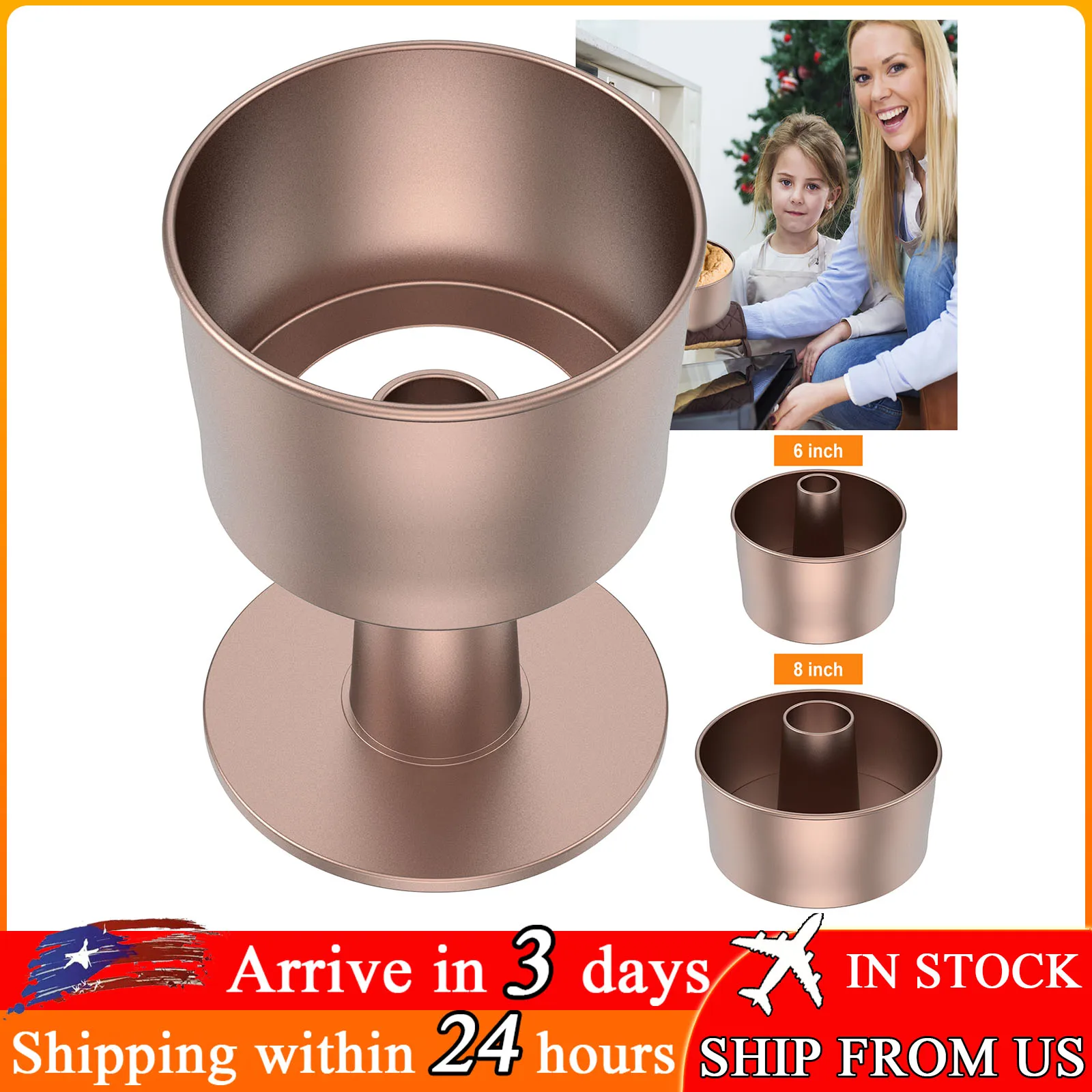 Cake Baking Mold 6/8inch Non-Stick Pound Cake Pans with Removable Base Heavy Duty Carbon Steel Cake Pan Easy to Release Round