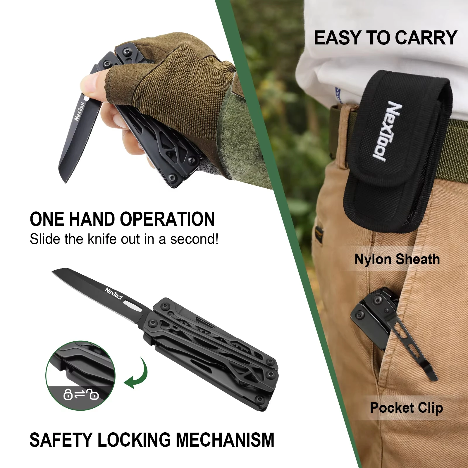 NexTool Black Knight Multi-function Camping Tools Knife Outdoor Survival Folding Pliers Scissors Hand Multitool Tool Kit