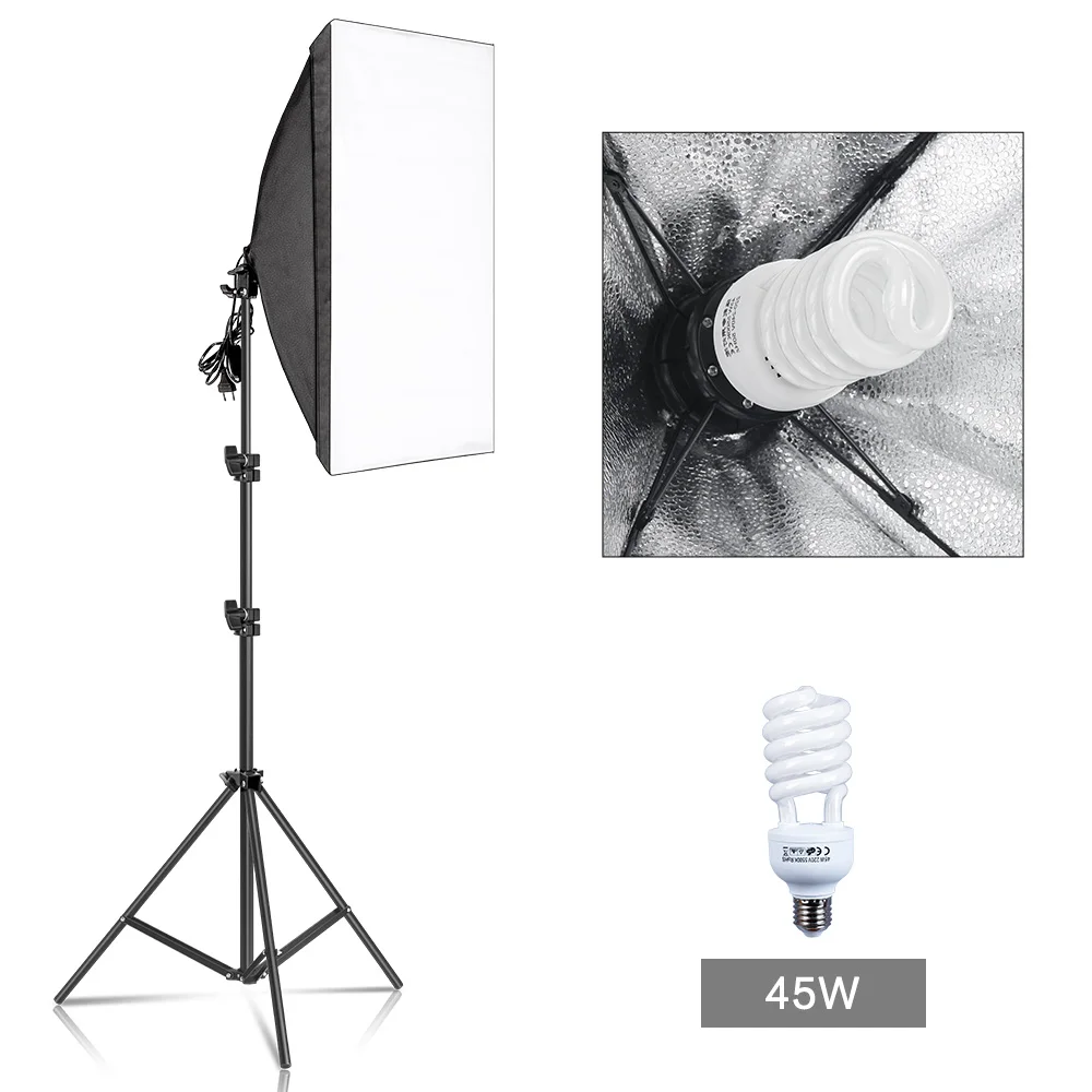 50x70CM Photography Softbox Lighting Kits Professional Continuous Light System Equipment For Photo Studio