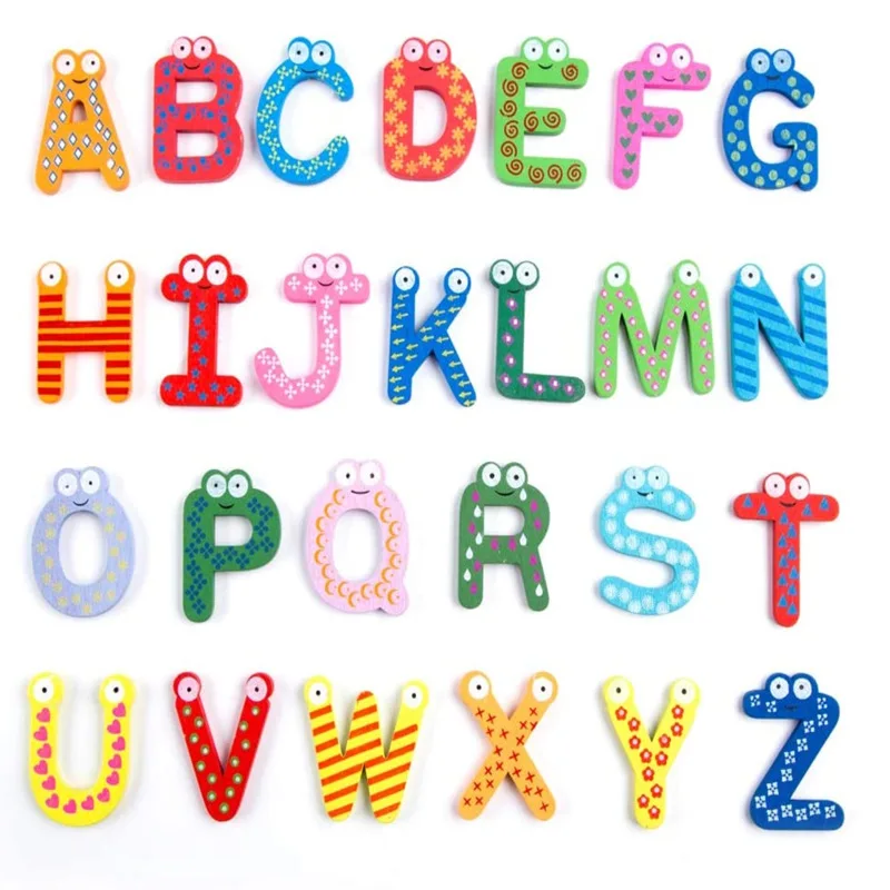 26PCS Wooden Thick letters Magnets for Toddlers Fridge Cute Animal Colorful ABC Magnetic Letters Toy Set for Kids Toddlers