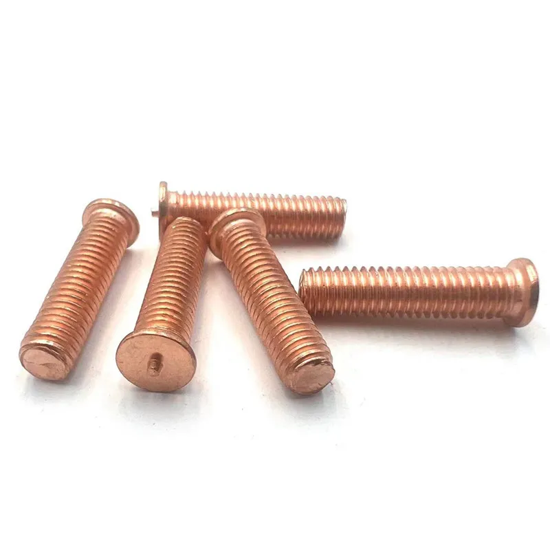 2/50pc M3 M4 M5 M6 M8 M10 Carbon Steel Copper Plated Stud Weld Spot Welding Screw Solder Point Nail Bolt for Capacitor Discharge