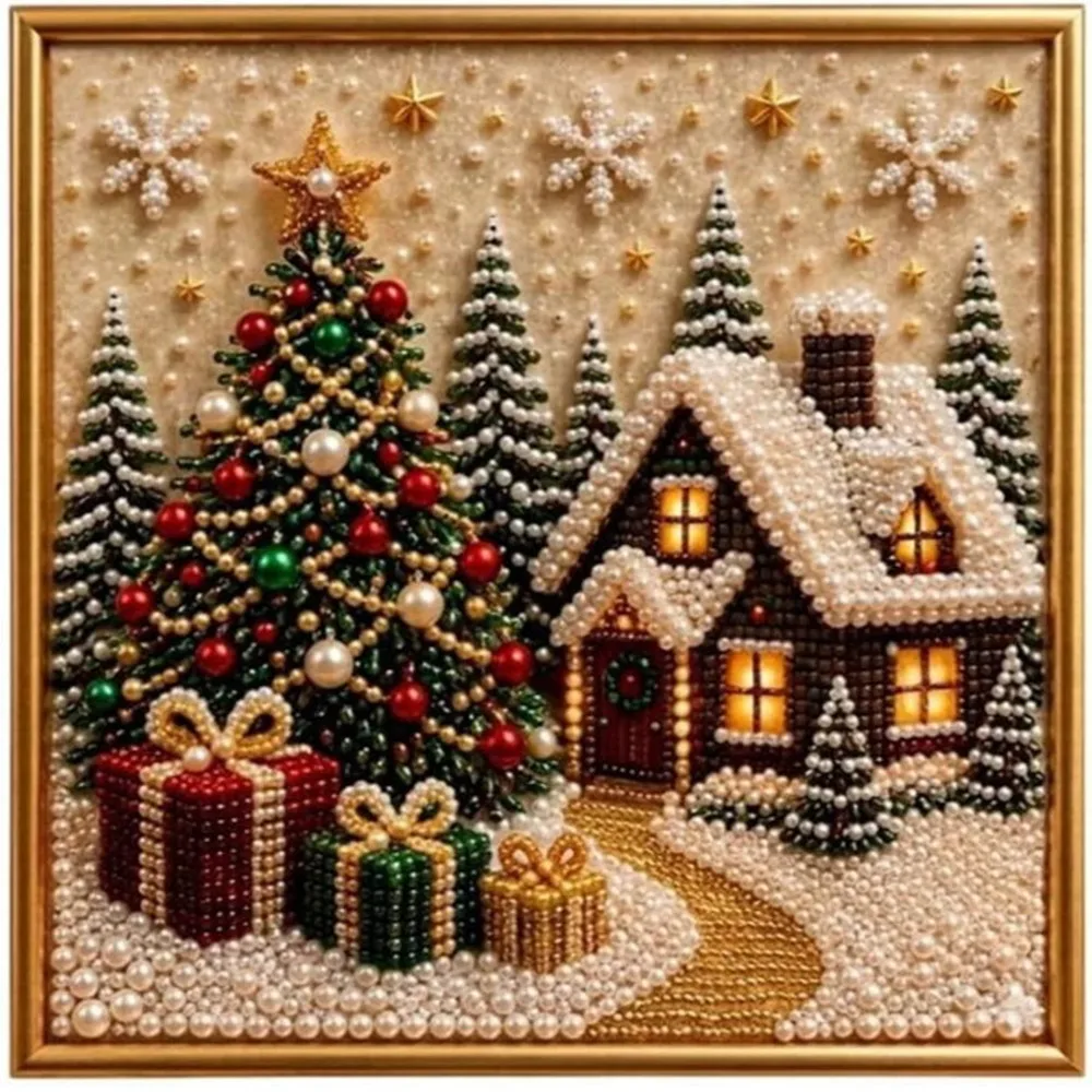 DIY Special Shaped Diamond Art Painting Christmas Series Santa Claus Elk Angel Snowman Xmas Tree Pearl Bead Desktop Decorations