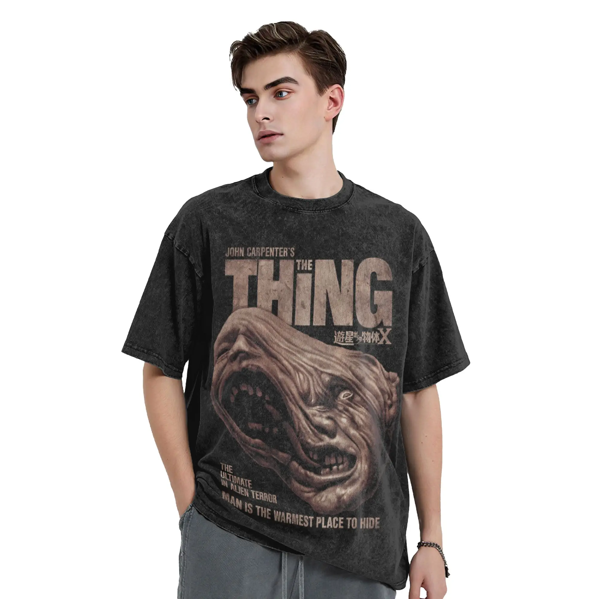 The Thing John Carpenter Horror Sci Fi T Shirt Hip Hop Washed Oversize T-Shirt  Vintage Men Women Tops Streetwear Tee Shirt