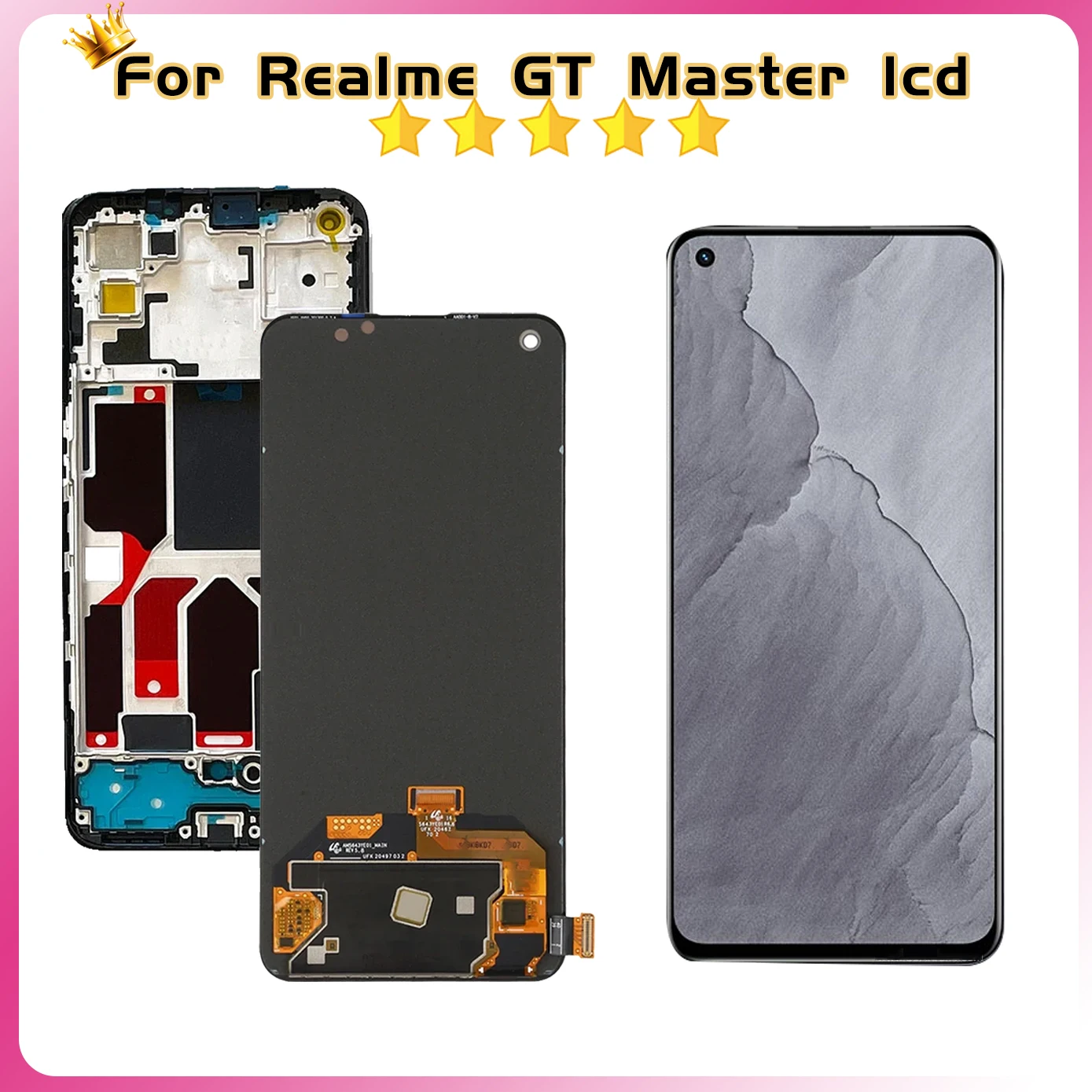 AMOLED For Oppo Realme GT Master RMX3363 RMX3360 Display Screen For Realme GT Master Edition Frame Touch Panel Digitizer Tested