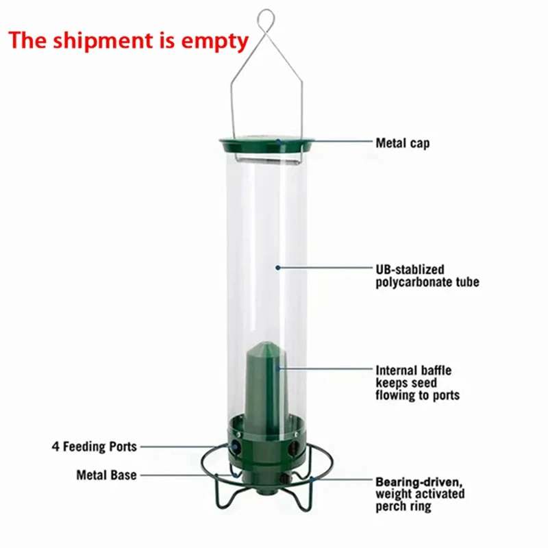 Outdoor Squirrel-Proof Hanging Bird Feeder Multiple Holes Bird Feeder Peanut Seed Standing Feeder Birds Food Holder