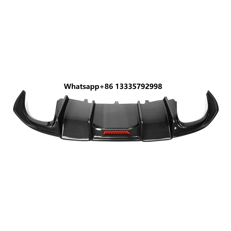 A5 B8 Carbon Fiber Rear Diffuser Fit for'Audi A5 Coupe 2008-2011 S Line Karbel Style with LED Light Rear Bumper Diffuser Lip