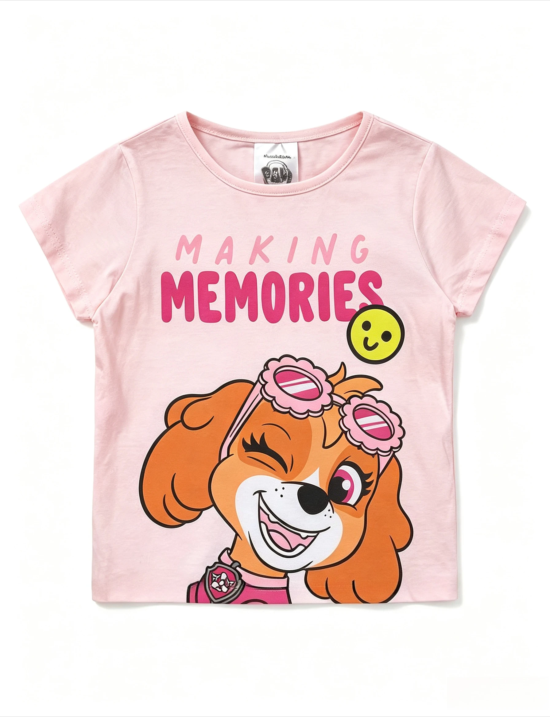 Paw Patrol Skye Children's Short Sleeves Create Memories with Smiling Cartoon Printed Girls' Cotton Summer Casual T-shirt