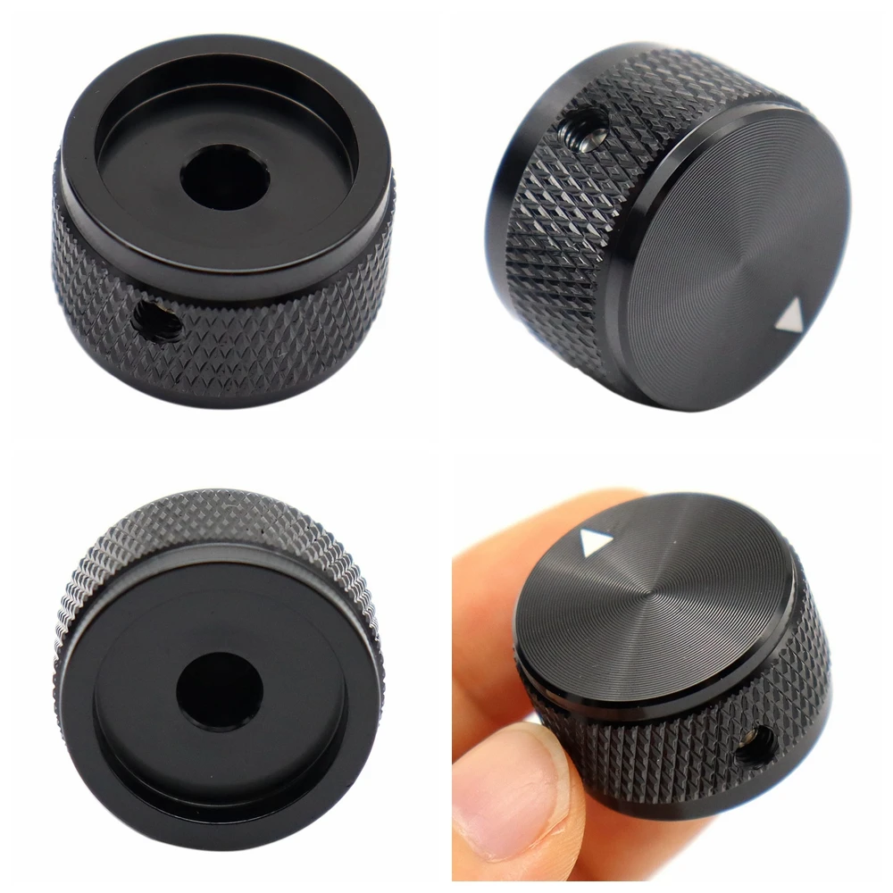 1 Stück/2 Stück Aluminium-Gitarren-Metallknöpfe, 6 mm Metall-Topfknöpfe mit Anzeige und Stellschraube für Gitarre/Bass/Audioausrüstung – Detail 4