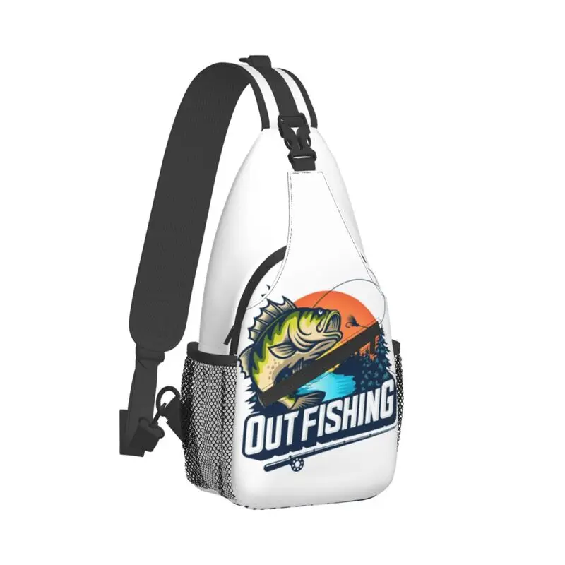 Mochila cruzada con eslinga de pesca para hombres, bolsos de pecho de hombro de pescador de pescado para senderismo