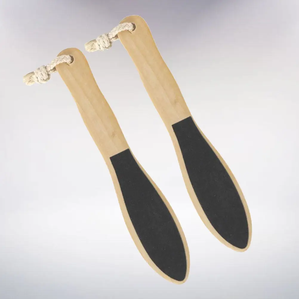 

2Pcs Wood Feet Grinding Double-Sided Callus Remover Natural Wooden Handle Exfoliating Foot Scrubber Remove Dead Skin