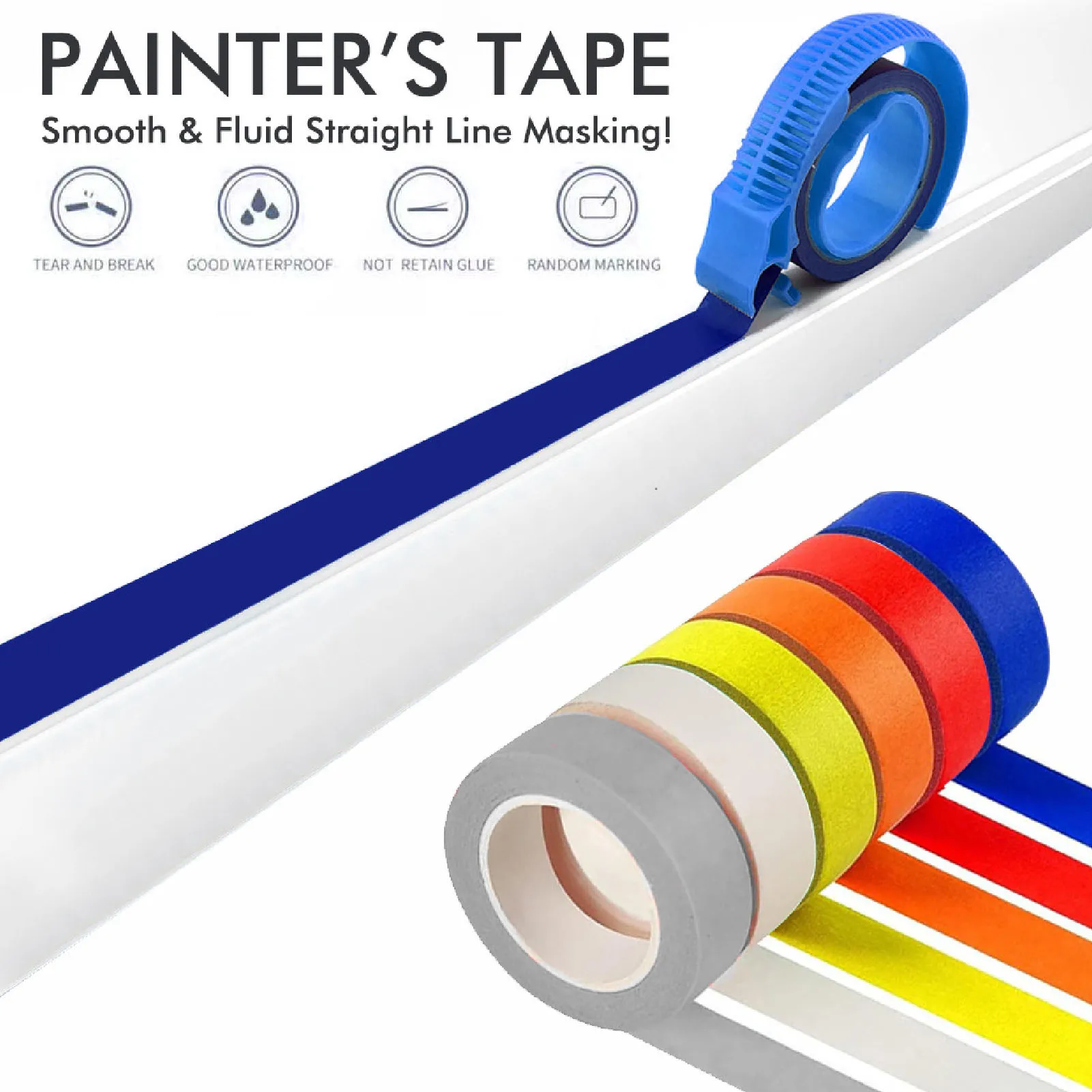 Masking Tape Dispenser Round Handle Portable Tape Applicator for Seam Stickers Painting Tapes 25mm Wide Blue Seam Tape Dispenser