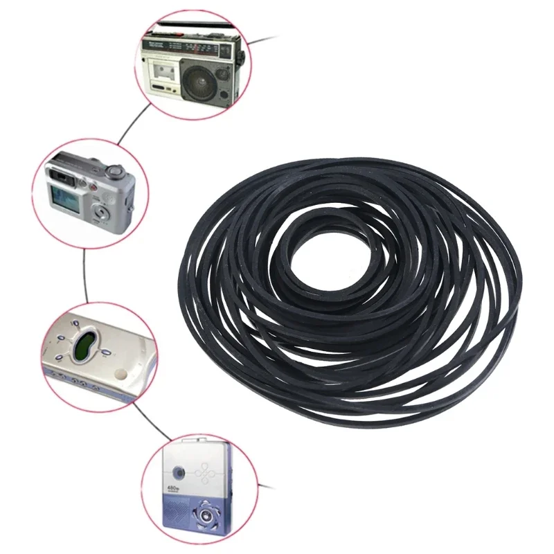10 Pcs Flat Belts Rubber DVD Cassette Tape Recorder Turntable Strap Belt Cassette Tape Replacement 1.5mm Universal