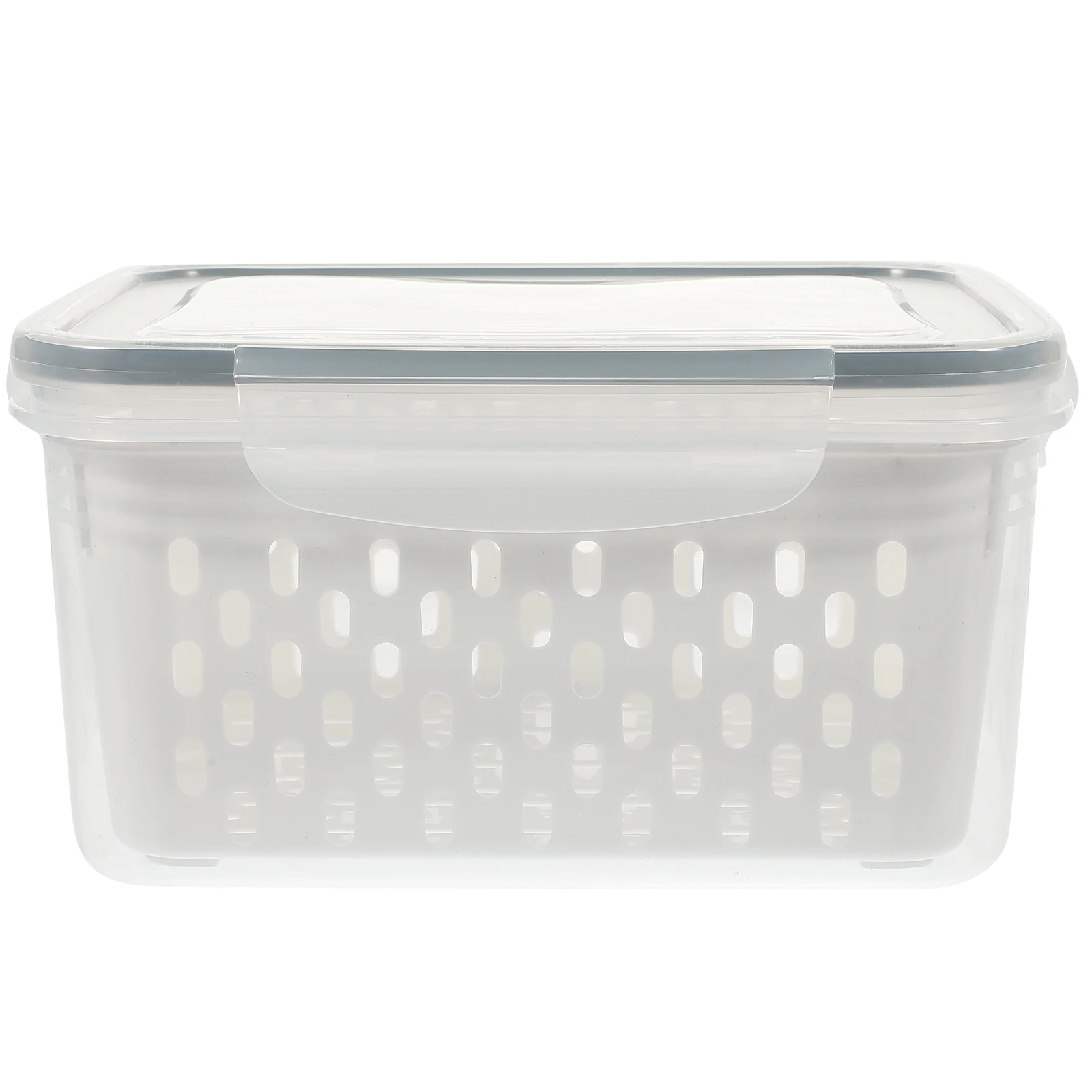 

Storage Box Set Food Bin Drain Basket Container Organizer Space-saving Refrigerator Silica Gel Plastic Bins Lids Clear Large