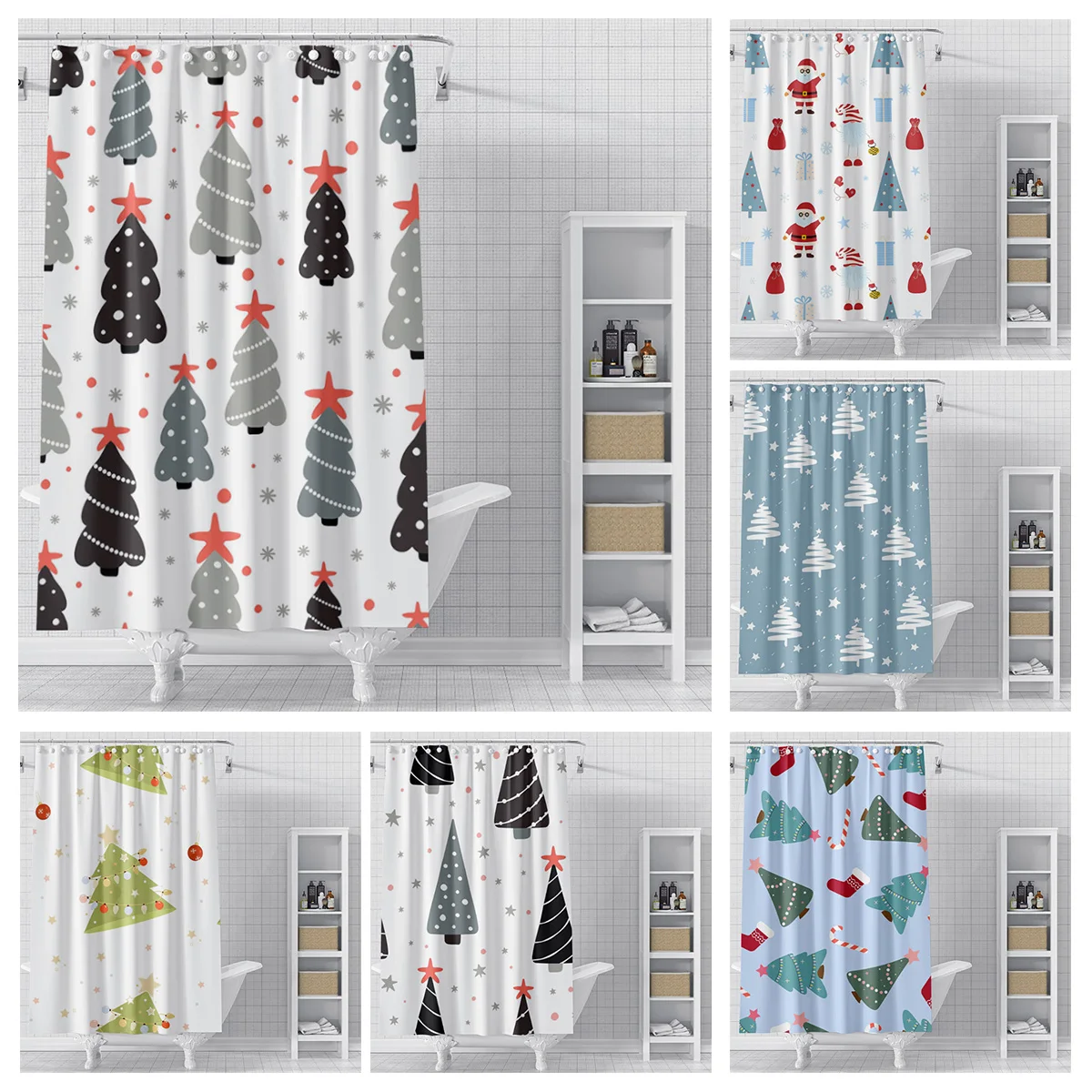 Home decoration shower curtains for bathroom waterproof curtain fabric Modern Nordic style Living Room Merry Christmas winter