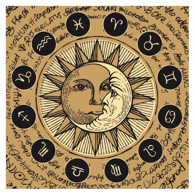 VIKAMA Retro Sun Moon Constellation Tarot Tablecloth Astrology Wind Divination Mat Tarot Meditation Altar Decoration
