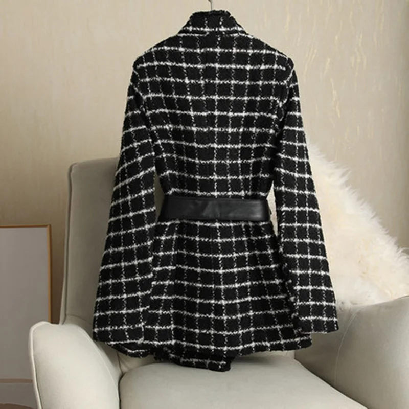 2022 Spring and autumn new style suit coat waist check suit coat women's small fragrant tweed suit coat buckle