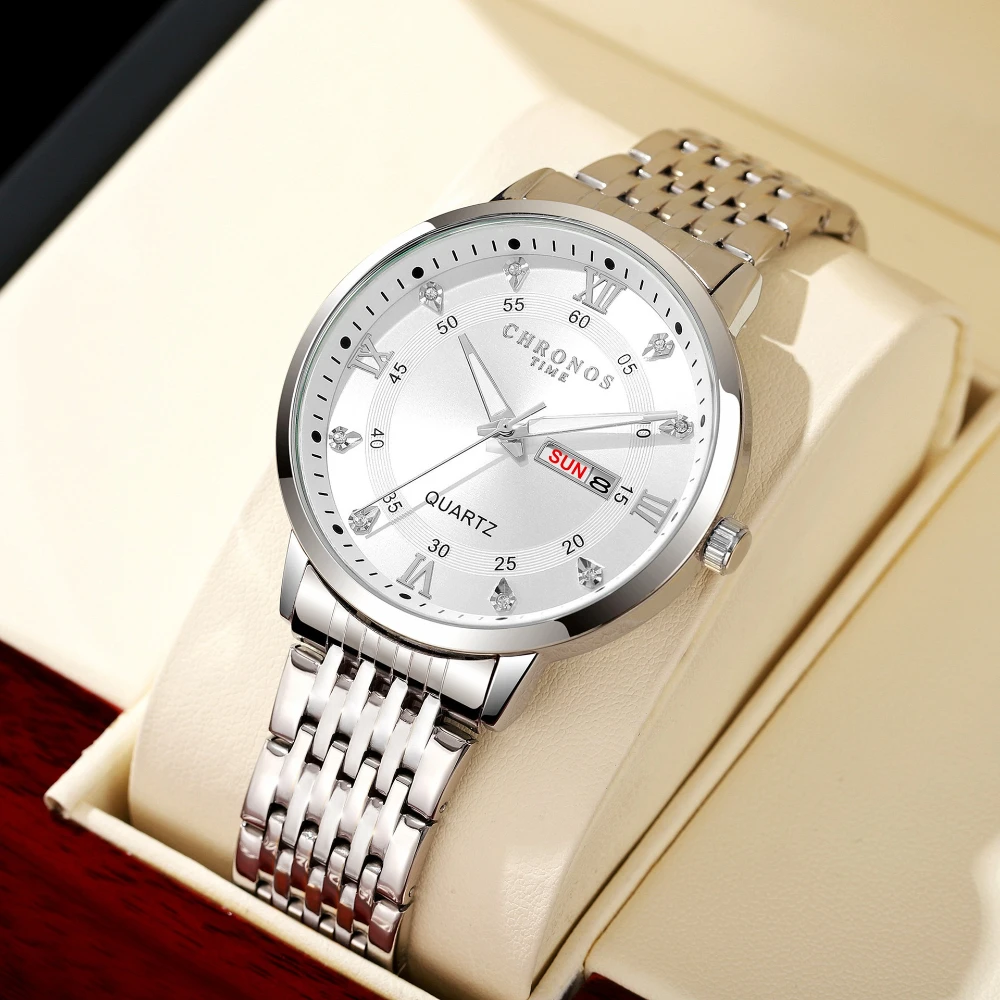 كرونوس الترفيه موضة ساعات رياضية رجالية الفولاذ المقاوم للصدأ التقويم الذكور مقاوم للماء ساعات المعصم في الهواء الطلق Relogio Masculino #6