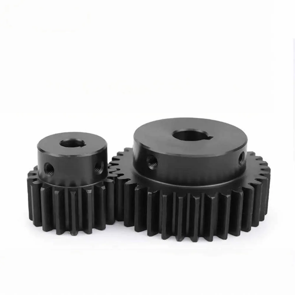 1Pc Blackened 1M Spur Gear 50-58 Teeth Pinion Gear With Step Keyway Hole8‑30mm For Machinery Drive Transmission Replacement Part