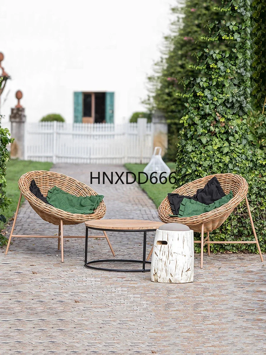 Outdoor balcony rattan bird's nest sofa chair three-piece combination
