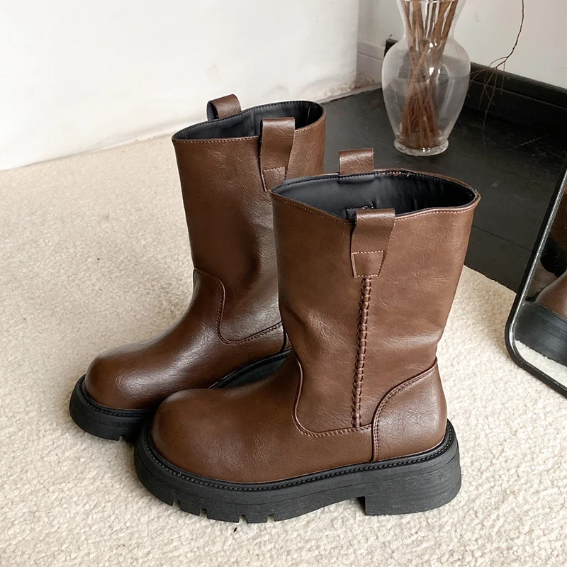 

Flats Women's Chelsea Boots Casual Sneaker Sport Snow Boots 2025 Winter Fashion Leather Shoes Walking Running Mujer Short Botas