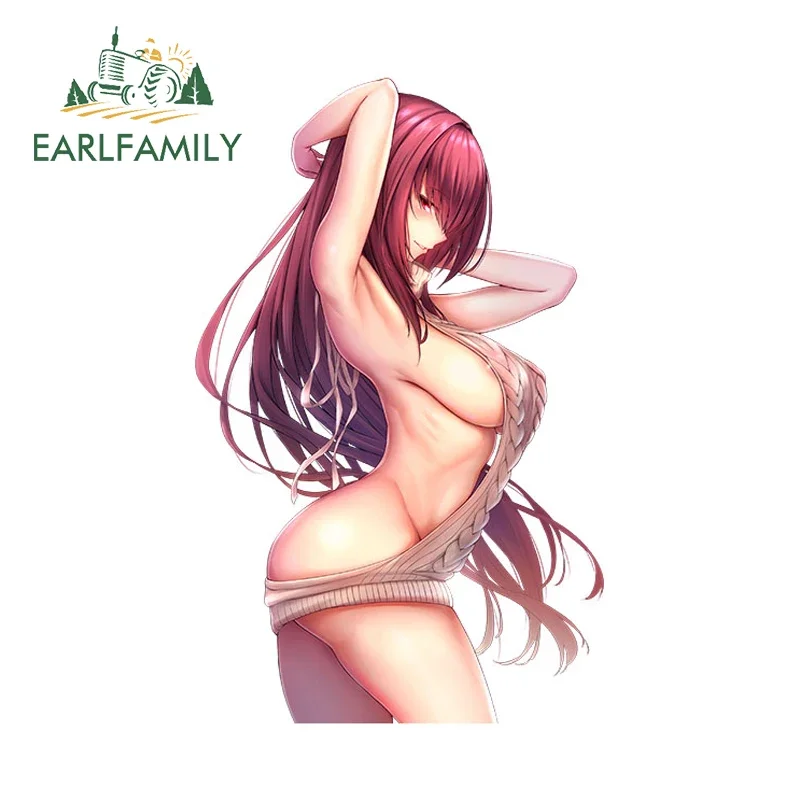 EARLFAMILY Sexy Girl Car Stickers Cartoon Car Styling Vinyl Decal Anime Graphic Window Wiper Tailgate Waterproof Car Accessories