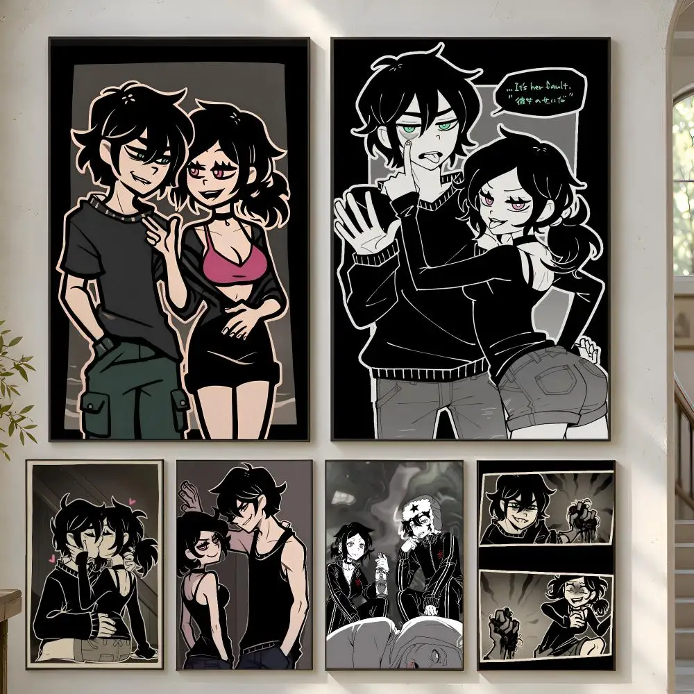Dark Cartoon C-Coffin of Andy and Leyley Poster Premium Modern Waterproof Wall Art Pictures for Bedroom Living Room Bar Decor