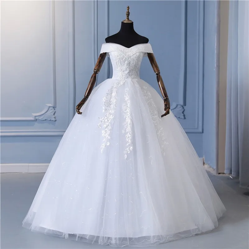 New 2024 China Off White Wedding Dress With Train Ball Gown Princess Classic Embroidery Princess Plus Szie Elegant Bridal