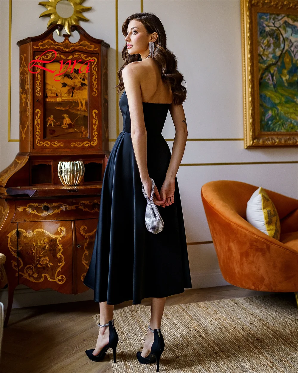 فستان سهرة مثير بدون حمالات بدون أكمام مخصص، فساتين حفلة موسيقية رائعة من الساتان، جودة عالية لحفلات أعياد الميلاد للنساء