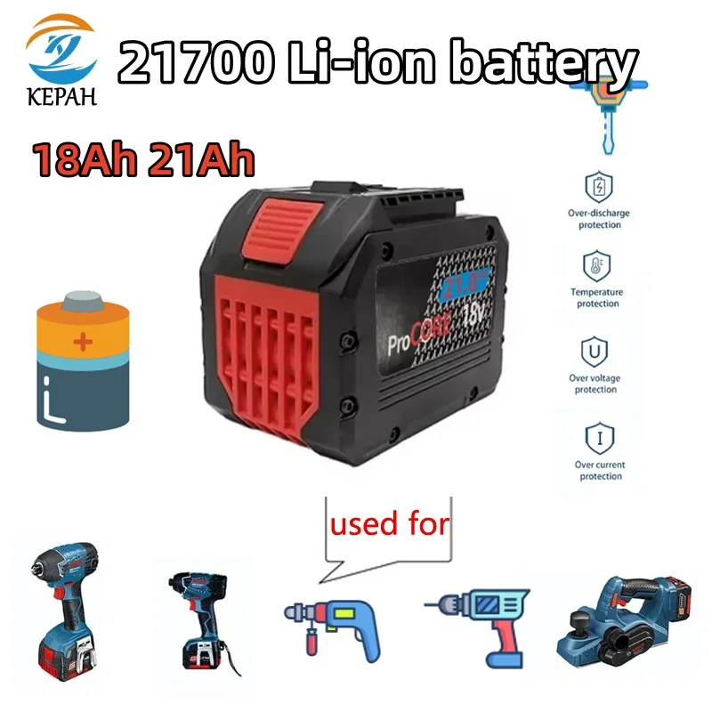 NEW 18V ProCORE Battery | 18Ah/21Ah 21700 Cells, 5C Continuous Discharge, Fits Bosch BAT618, with Overcurrent Protection