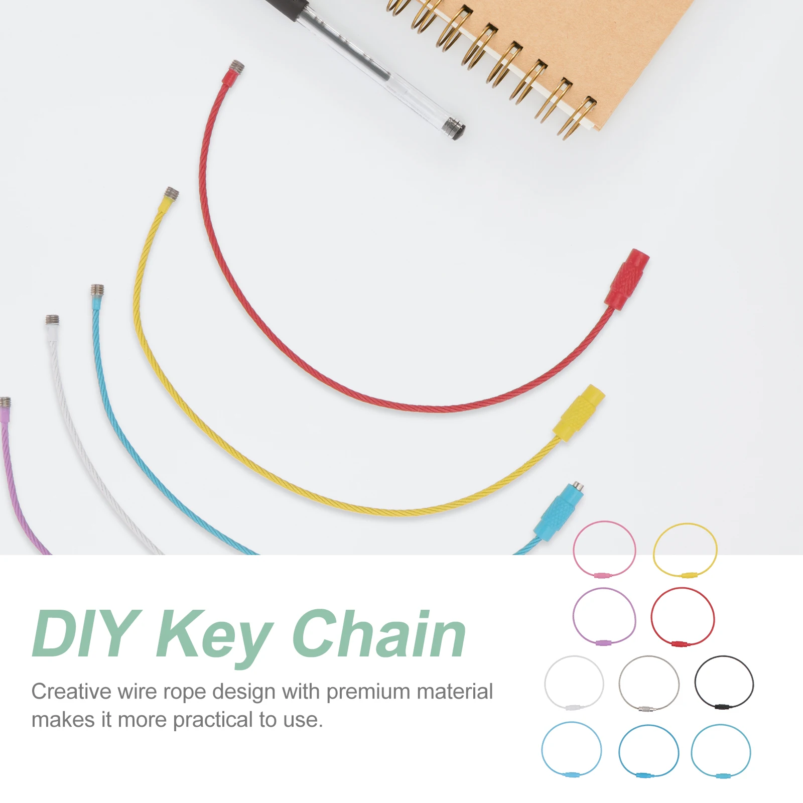 

10pcs Key Rings Wire Ropes Stainless Steel DIY Accessory Heavy Duty Multifunction Tag Pendant Making