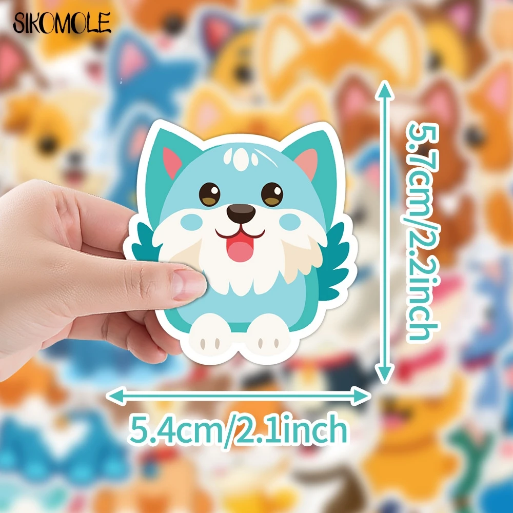 10/50/100 Uds. Pegatinas bonitas de cachorro de dibujos animados perro estético DIY decoración juguetes para niños calcomanía de equipaje de viaje paquete de pegatinas de grafiti