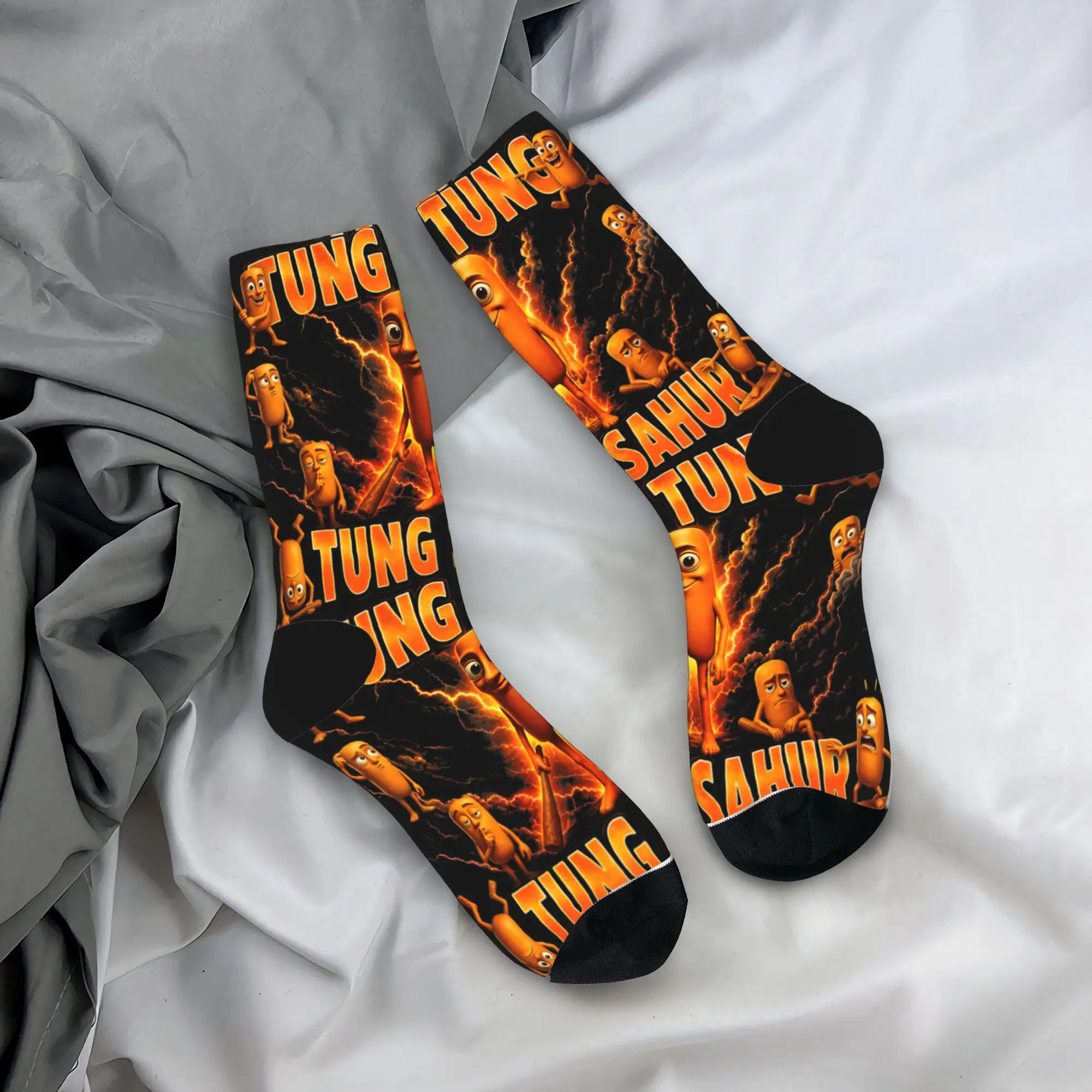 

Men Socks Funny Brainrot Meme Tung Tung Tung Sahur Stockings Autumn Gothic High Quality Socks Custom Running Anti Skid Socks