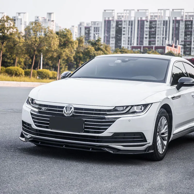 

Front Bumper Spoiler Protector Plate Lip Body Kit Carbon Surface Decorative Strip Chin Shovel For Volkswagen Arteon CC 2017-2020