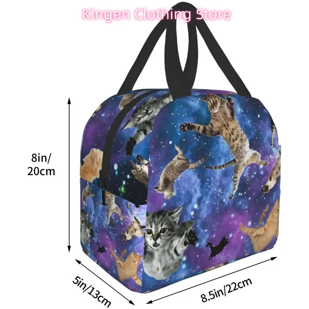 Lunch Bag Funny Galaxy Space Cat Insulated Lunch Box Freezable Cooler Thermal Waterproof Lunch Tote Bag for Women Men Bento Bags