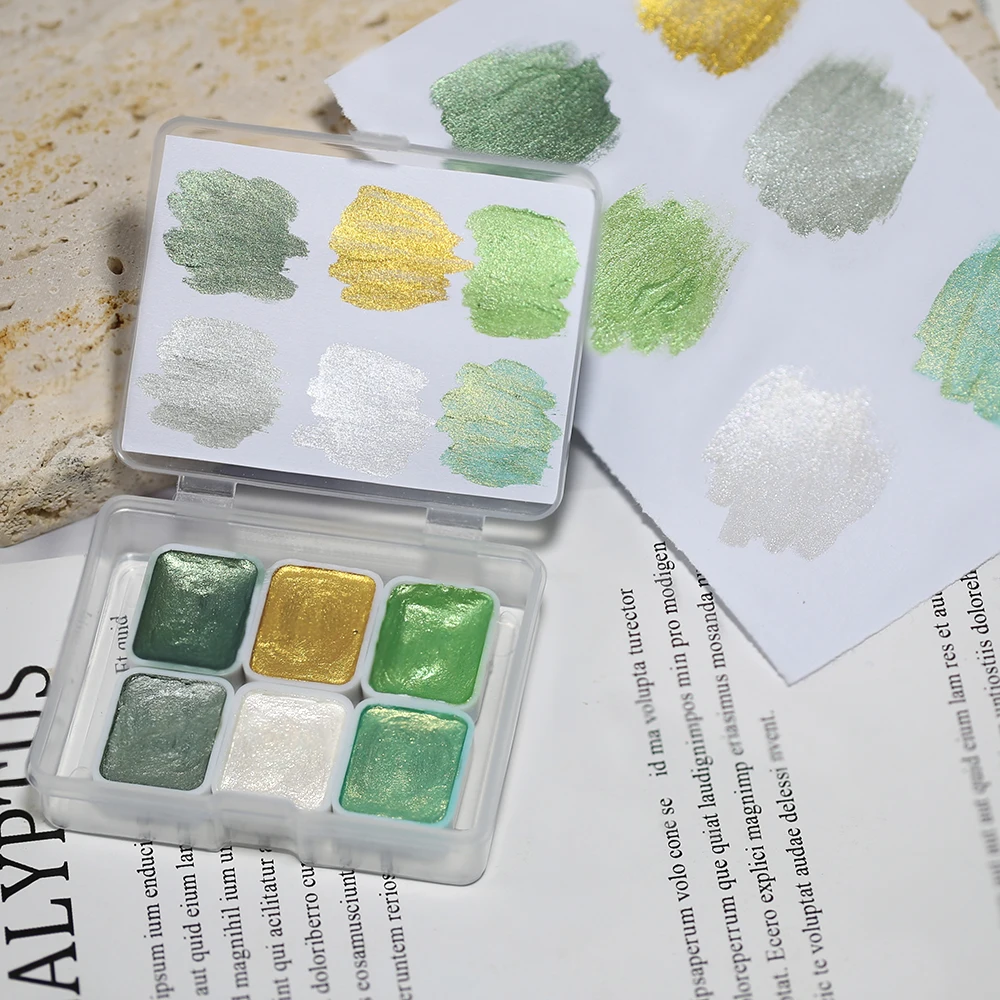 ชุดสีทาเล็บ 6 สี สำหรับทำเล็บสีน้ำ ผงกลิตเตอร์เมทัลลิกโครม พร้อมอุปกรณ์ตกแต่งเล็บลายดอกไม้