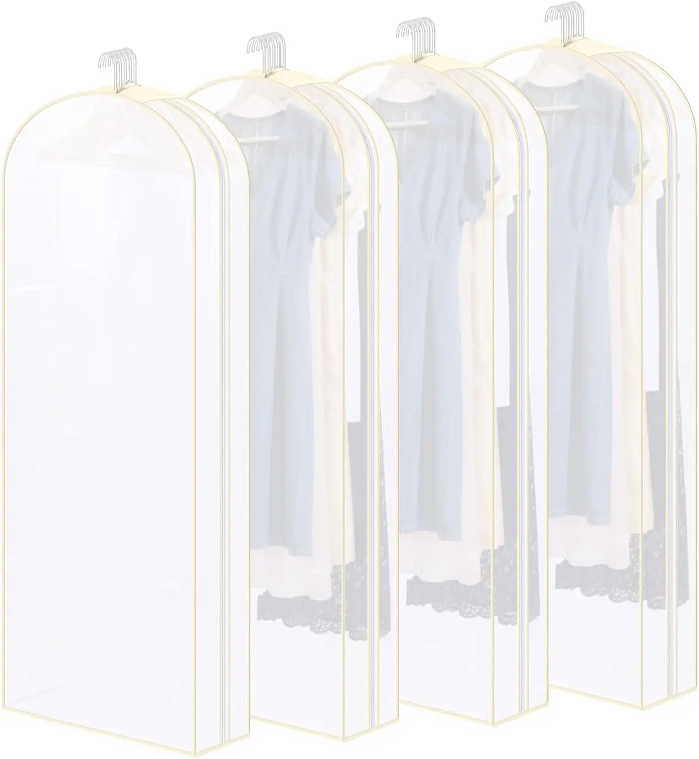 

60" Clear Garment Bags for Hanging Clothes 4-Pack Dust-Proof Closet Storage Covers with 10" Gusseted Design & Smooth Zip