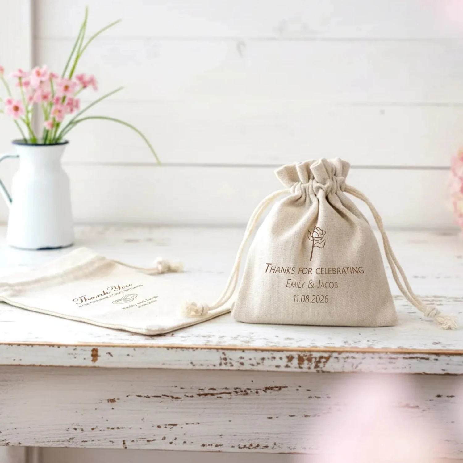 

20 шт. хлопковые сумки с логотипом на заказ, сумки для вечеринок, сумки с деловыми логотипами, подарочные пакеты с логотипом, мешочки на шнурке, персонализированные свадьбы