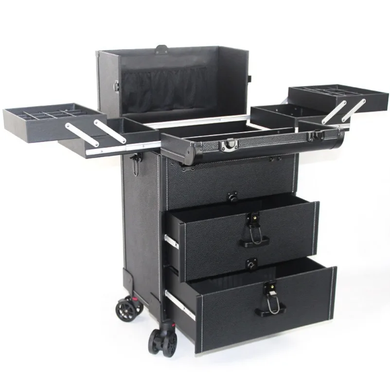 Large capacity beauty trolley cosmetic case portable multi-functional multi-layer toolbox